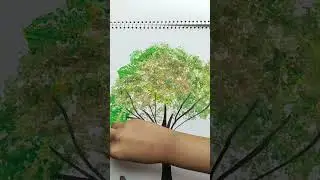 how to paint  tree /acrylic paint (cotton buds )  ear bud painting easy for beginners.
