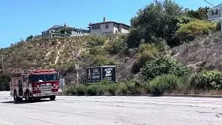LAFD#5 pierce arrow fire pumper truck zooming to respond to an emergency