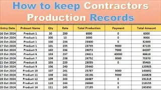 How to keep contractors Production Records in excel | inventory management in excel |track item