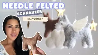 Custom Needle Felted Schnauzer Baby Mobile 🐾 | Handmade Dog Nursery Decor by Small Biz on Etsy!