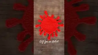 crochet gift set for an Artist.. paint splatter coaster, paint pallete bookmark and a keychain