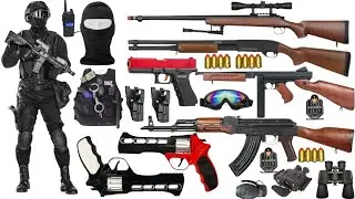 Special Forces Military Toy Gun Set Unboxing, Shotgun, AK47, Machine Gun, Sniper Rifle, Glock Pistol