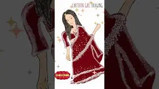 cartton style girl illustration in langha #digitalart #digitaldrawing  #my mirror logic