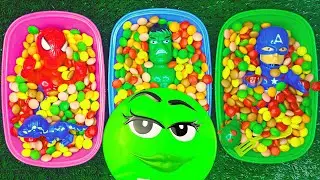 Full of 3 Rainbow BathTubs Candy with M&M's & Magic Slime Cutting Video