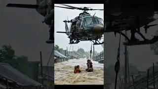 Helicopter Rescue Amid the Storm #trending #shorts #flood #viralvideo