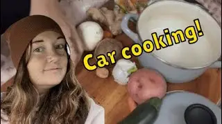 Cooking in my car | Rainy Day Stew, a chill day in my life #carlifestyle #cooking #gratitude #toyota