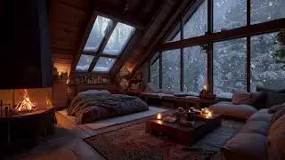 Snowfall at Night 🔥 Peaceful Fireplace Ambience for Sleep, Comfort & ASMR Focus