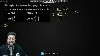 The angle of projection for a projectile to have same horizontal range and maximum height is: