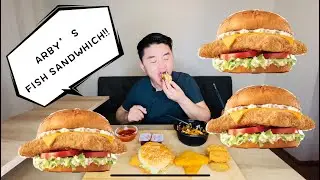 ASMR ARBYS LIMITED FISH SANDWICHES W/ LOADED FRIES, AND JALAPENO BITES MUKBANG | SER KONG ASMR