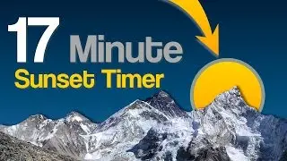 17 min countdown timer with mountain & sunset background and bell finish