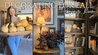 Warm & Cozy Fall Living Room Decor 2025 | Natural Dried Gourds + Bookshelf Flip