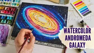 How to Paint Watercolor Andromeda Galaxy | Spiral Galaxy Painting Demonstration #watercolorart