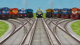 Indian Train Crossing Railroad Simulator || Bumpy Forked Daimond Curved Tracks 🛤️