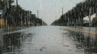 Heavy rain on an empty road | lonely street ambience for deep focus