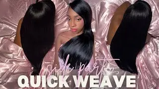 Non-Slip, Side Part Quickweave Tutorial | Jet Black, Raw Straight hair