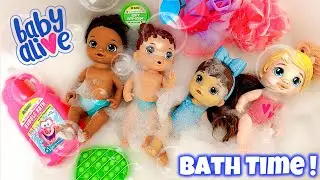 Baby Alive Dolls Take a Bath 🛁 | Bath Time Routine & Bubble Fun