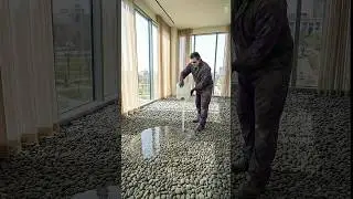 OMG! 😱 Insane Room Epoxy Floor Transformation with River Stones | #shorts #epoxyfloor