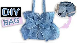 DIY LOVELY JEANS BAG BOW DESIGN // Fast Jeans Recycle Idea into a Trendy Purse