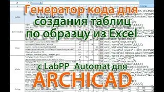 Генератор кода для создания таблиц по образцу из Excel в ARCHICAD на базе LabPP Automat