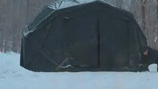 Snowy Mountain Camping Adventure: Alone with My Cute Dog, Car, and Tasty Food