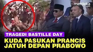 Ngeri! Kuda Pasukan Prancis Jatuh Depan Prabowo & Macron di Bastille Day Prancis