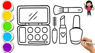 How To Draw Makeup Kit 💅💄💋👀🖌️🌈 Makeup Drawing And Coloring For Kids | Easy Step By Step