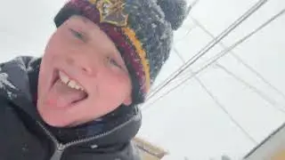 Running in the snow at Chicago
