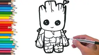 How to Draw Baby Groot Step by Step | Baby Groot Drawing Easy