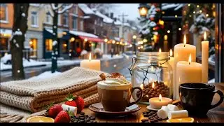 Cozy Winter Coffee ☕ Candlelight Cafe Ambience | Relaxing Jazz & Warm City Vibes