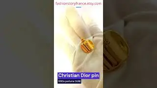 Vintage Christian Dior Perfume Bottle Shaped gold Brooch Pin - Dune Fragrance from the 1990s