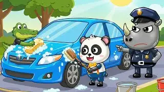 Boo and Rocky Made the Car Dirty &ndash; Time to Clean It Up! 🧽🚗 | Funny Panda Animation