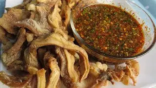 Fried Pork Ears And Spicy Chili Sauce / Asian Cooking Style
