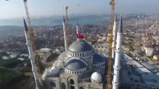 Çamlıca Camii Kubbesine Konulan Hilal Havadan Görüntülendi