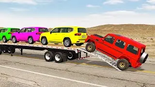 Flatbed Truck Mcqueen  | Transportation with Truck - Pothole vs Car #518 - BeamNG.Drive