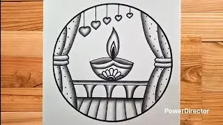 Diwali Special Diya on Circle Drawing Easy | Diwali Drawing | Circle Drawing | Easy Drawing 