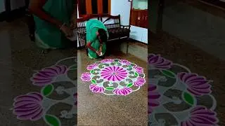 freehand rangoli | Lotus kolam | 3d flower rangoli | p square rangoli