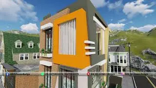 Small shops attached complex house front elevation  design animation WALKTHROUGH @dk3dhomedesign