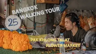 Pak Khlong Talat 🌸 | Bangkok Flower Market Walking Tour with photo slide show (No Talking)