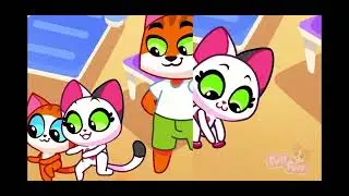 2: parte gatito semea en la alfombra azul