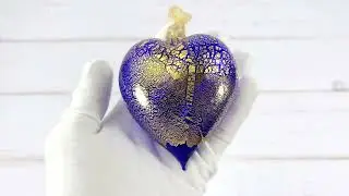 Hand Blown Murano Glass Cobalt Heart Figurine, Made In Italy