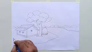 সহজে  গ্রামীণ দৃশ্য আকার কৌশল | easy techmic to draw village Scenery @drawingsroombd 