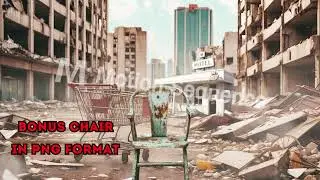 Cinematic Portrayal of Post-apocalyptic ruined city with destroyed buildings, Seamless looped Video