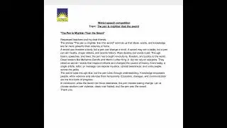 The Pen is Mightier Than The Sword| English Speech Competition 