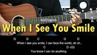 When I See You Smile - Bad English | EASY Guitar Tutorial - Chords / Lyrics - Guitar Lessons