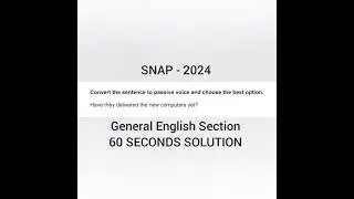 ACE SNAP IN 60 SECONDS - SNAP QUESTION IN A SNAP OF A MINUTE - SNAP 2024 - SNAP SERIES- 6 #snapexam