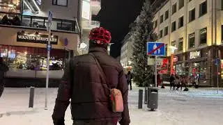 After a Heavy and First Snow in the City Center of Rovaniemi, Finland in November 2024 | Walking