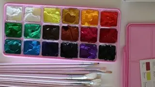 ASMR Unboxing Arrtx HIMI Gouache Paint Set 18 Colors with 10 Boar bristle brushes no talking
