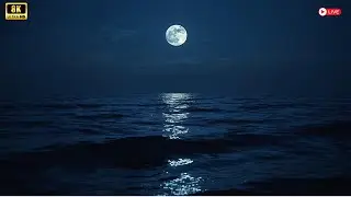 Night Ocean & Full Moon 🌙 | 4H Relaxing Music for Deep Sleep