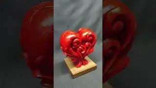 This wood carved heart looks like it's bleeding Pt.16 #rokawood #wood #woodscraft #woodworking