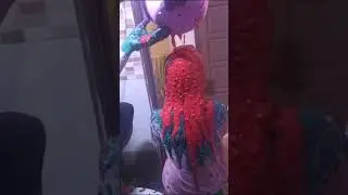 Asean girl Slime splosh messy hairplay